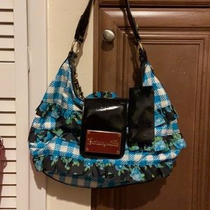 Betsey Johnson gingham print handbag EUC